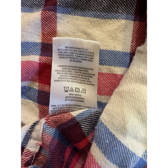 Woolrich‎ Women L Flannel Shirt Red Blue White Plaid Cotton Long Sleeve HLT0669S - Picture 5 of 9